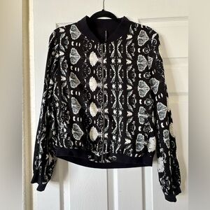 Walter Baker Black and White Patterned Bomber Jacket